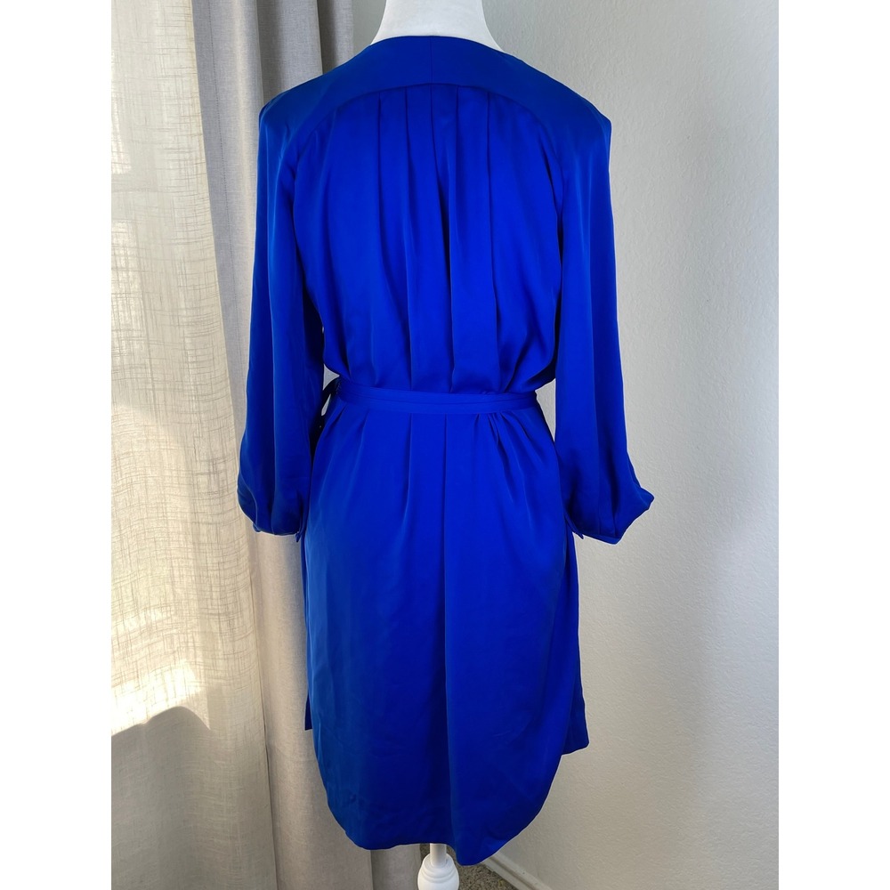 Diane von Furstenberg Wrap Dress Womens 12 Blue Excellent Silk Split Sleeve - Picture 5 of 12